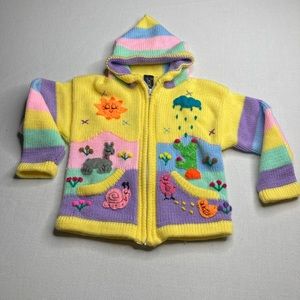 Sisan Dina hand sewn zipper sweater. Size T6. 50% wool 50% cotton.